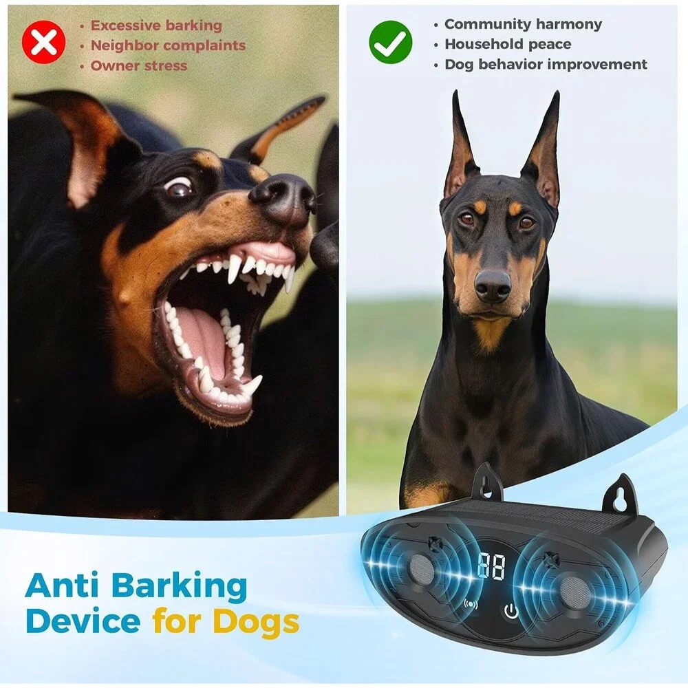2 Pack Solar Ultrasonic Bark Deterrent Device for Dogs